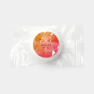 Orange red 50 birthday anniversary add name date p life saver® mints