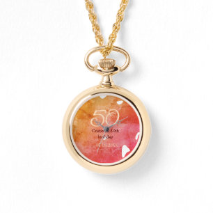 Orange red 50 birthday anniversary add name date p watch