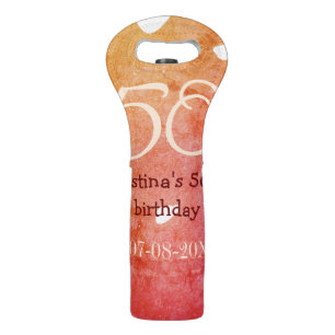 Orange red 50 birthday anniversary add name date p wine bag