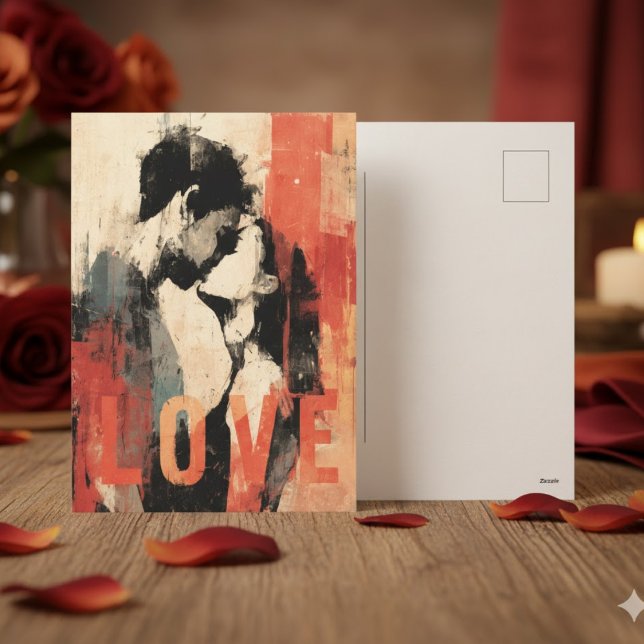 Orange Red Abstract Romantic Love Valentine's  Holiday Postcard (Creator Uploaded)