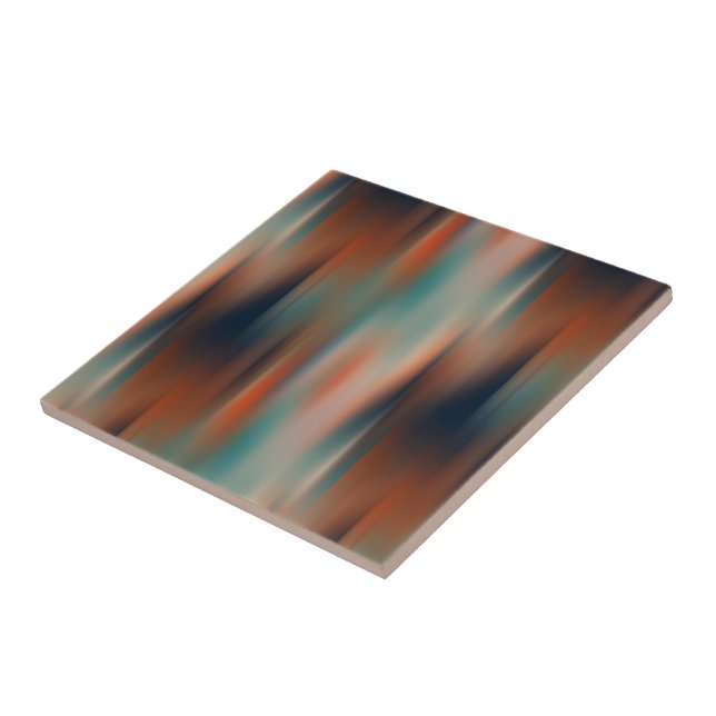 orange red and teal streaks ceramic tile (Side)