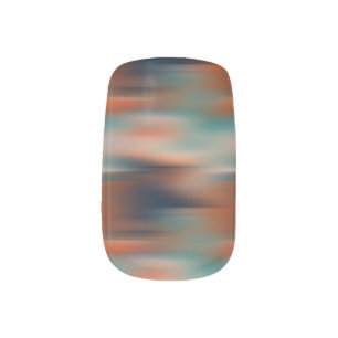 orange red and teal streaks minx nail art
