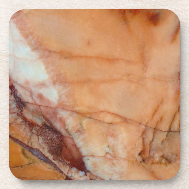 Orange Red and White Marble Coaster (Front)