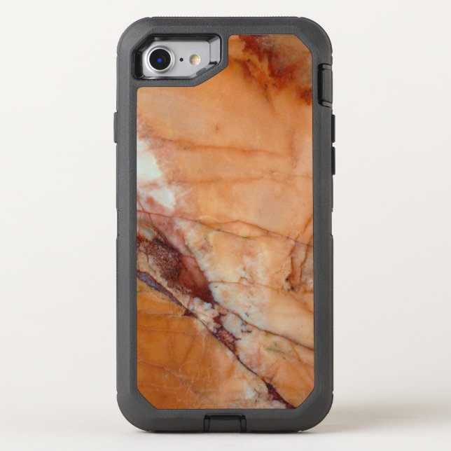 Orange Red and White Marble Otterbox iPhone Case (Back)