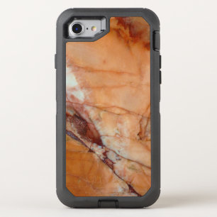 Orange Red and White Veined Marble OtterBox Defender iPhone SE/8/7 Case