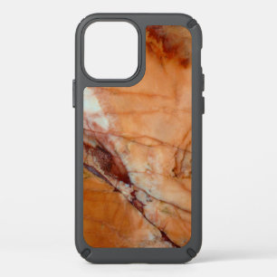 Orange Red and White Veined Marble Speck iPhone 12 Case