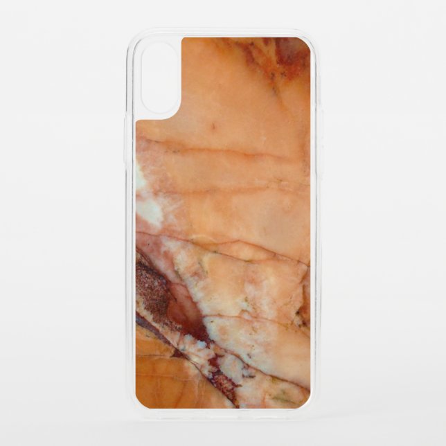 Orange Red and White Veined Marble Uncommon iPhone Case (Back)