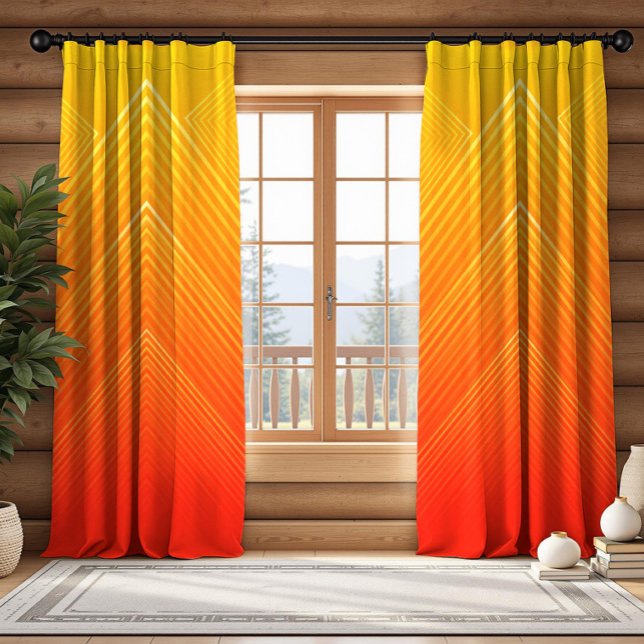 Orange red and yellow geometric ombre blackout curtains (Creator Uploaded)