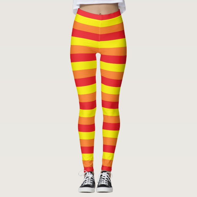 Orange, Red and Yellow Stripes Leggings (Front)