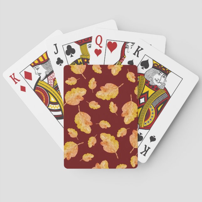 Orange Red Autumn Fall Leaves Poker Cards (Back)