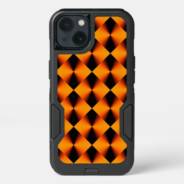 Orange Red Black Diamond Pattern Otterbox iPhone Case (Back)