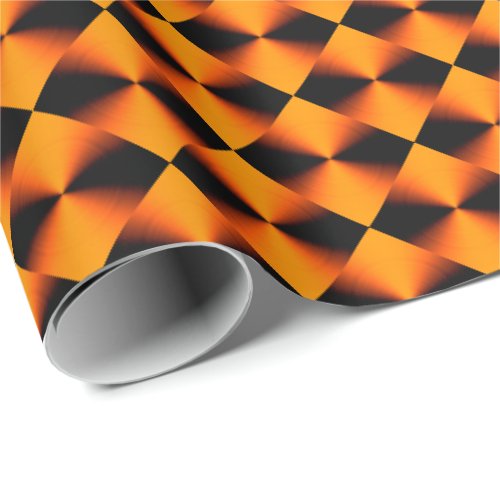 Orange Red Black Plaid Pattern Wrapping Paper