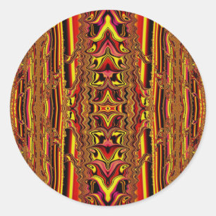 ~ Orange Red Brown and Yellow Fractal ~ Classic Round Sticker