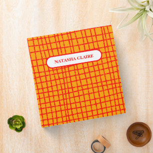 Orange Red Check Pattern Bold Organization 3 Ring Binder