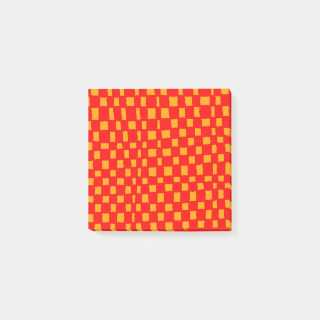 Orange Red Checkerboard Vibrant Checkered Pattern Post-it Notes (Front)