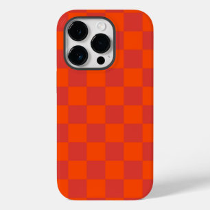 Orange Red Checkered Gingham Pattern Case-Mate iPhone 14 Pro Case