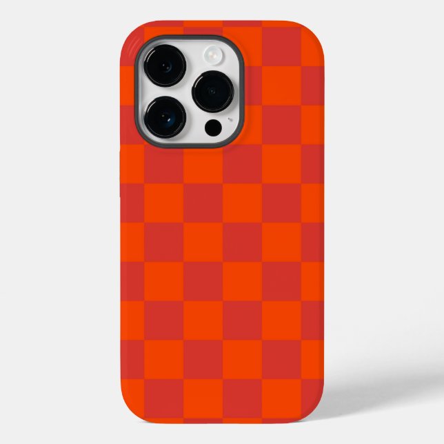 Orange Red Checkered Gingham Pattern Case-Mate iPhone Case (Back)