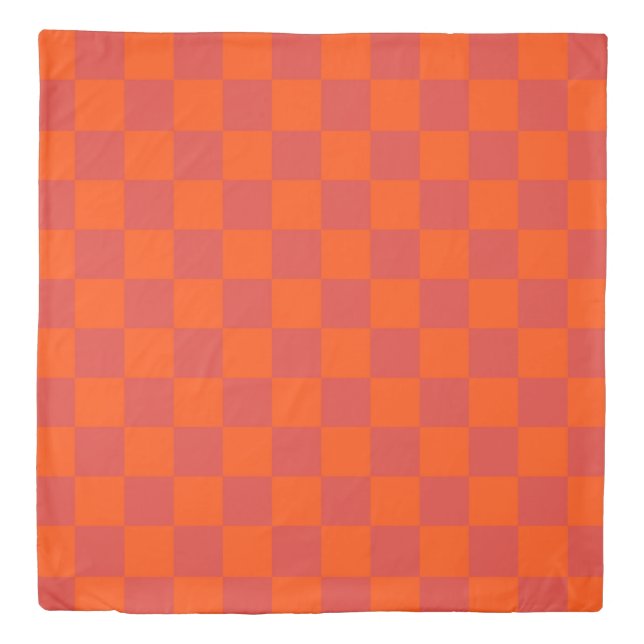 Orange Red Checkered Gingham Pattern Duvet Cover (Front)