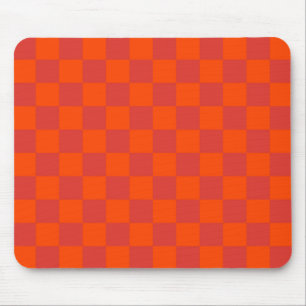 Orange Red Checkered Gingham Pattern Mouse Pad