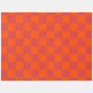 Orange Red Checkered Gingham Pattern Rug