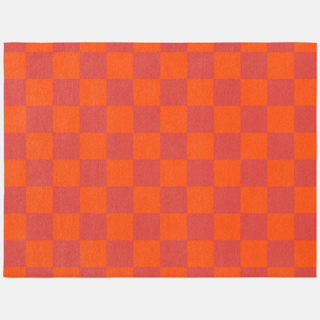 Orange Red Checkered Gingham Pattern Rug (Front)