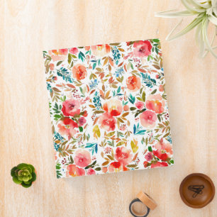 Orange red colorful rose floral summer  3 ring binder