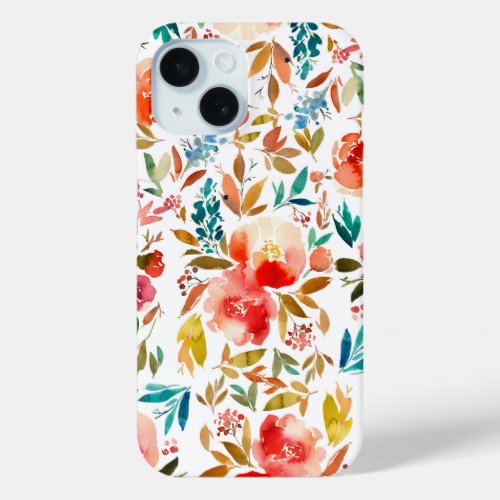 Orange red colorful rose floral summer  iPhone 15 case