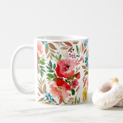 Orange red colorful rose floral summer  coffee mug