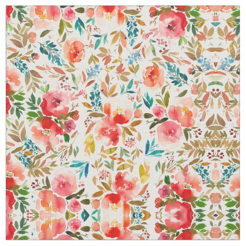 Orange red colorful rose floral summer  fabric