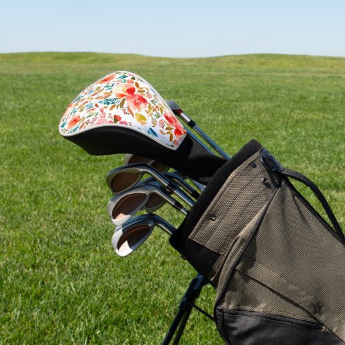 Orange red colorful rose floral summer  golf head cover