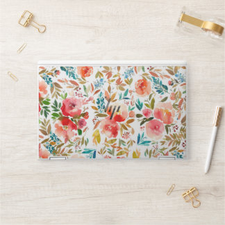 Orange red colorful rose floral summer  HP laptop skin