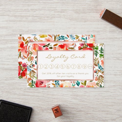  Orange red colorful rose floral summer Loyalty Card