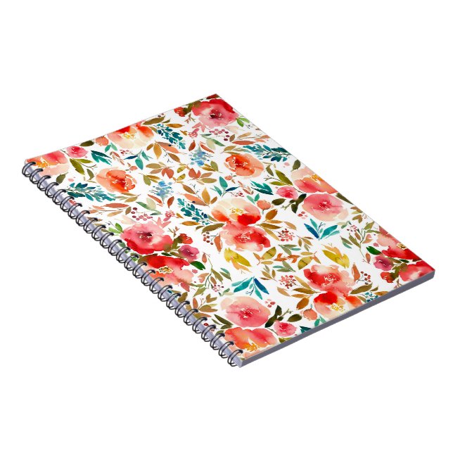 Orange red colorful rose floral summer  notebook (Right Side)