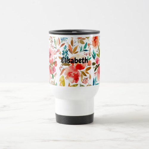  Orange red colorful rose floral summer  Travel Mug