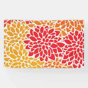 Orange Red Colorful Vintage 60s Flower Banner