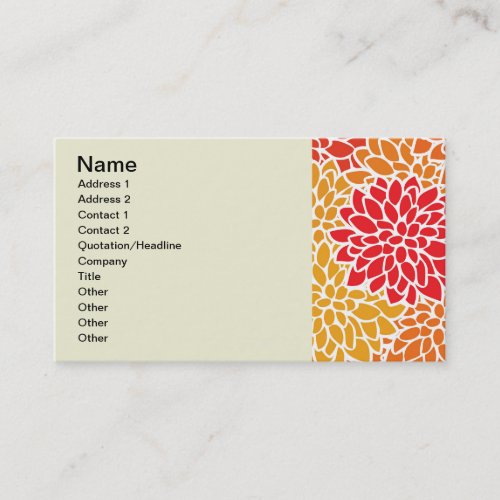 Orange Red Colorful Vintage 60s Flower Business Card