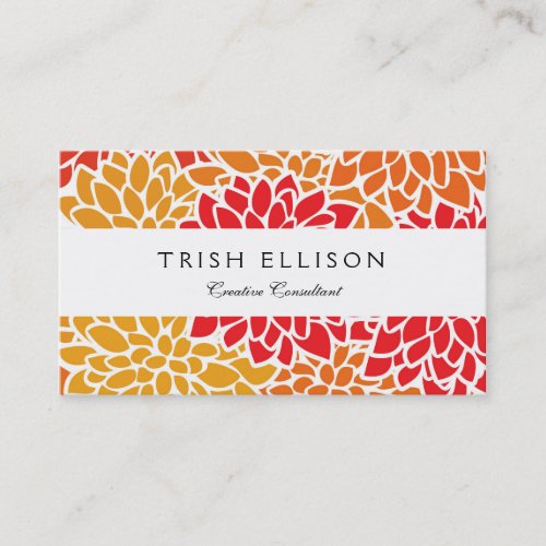 Orange Red Colorful Vintage 60s Flower Business Card