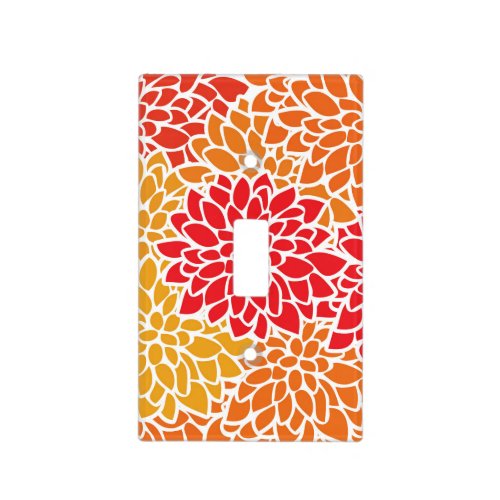 Orange Red Colorful Vintage 60s Flower Light Switch Cover