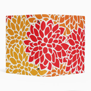 Orange Red Colorful Vintage 60s Flower Mini Binder
