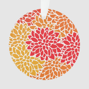 Orange Red Colorful Vintage 60s Flower Ornament