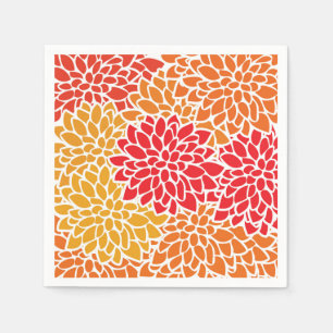 Orange Red Colorful Vintage 60s Flower Paper Napkins