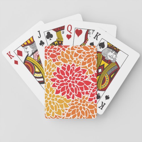 Orange Red Colorful Vintage 60s Flower Poker Cards