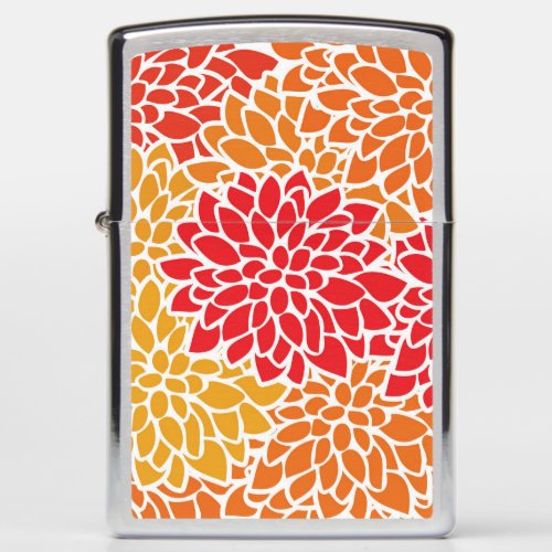 Orange Red Colorful Vintage 60s Flower Zippo Lighter