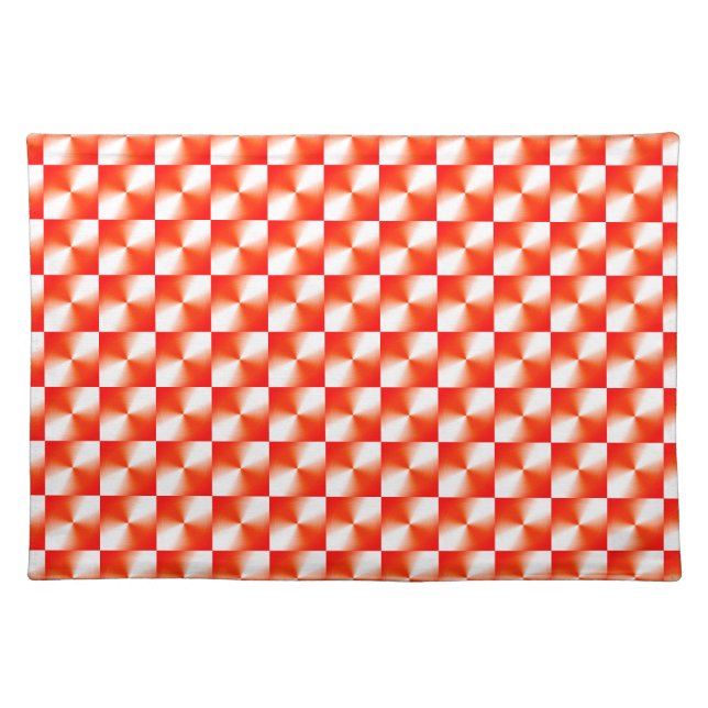 Orange Red Diamond Plaid Pattern Cloth Placemat (Front)
