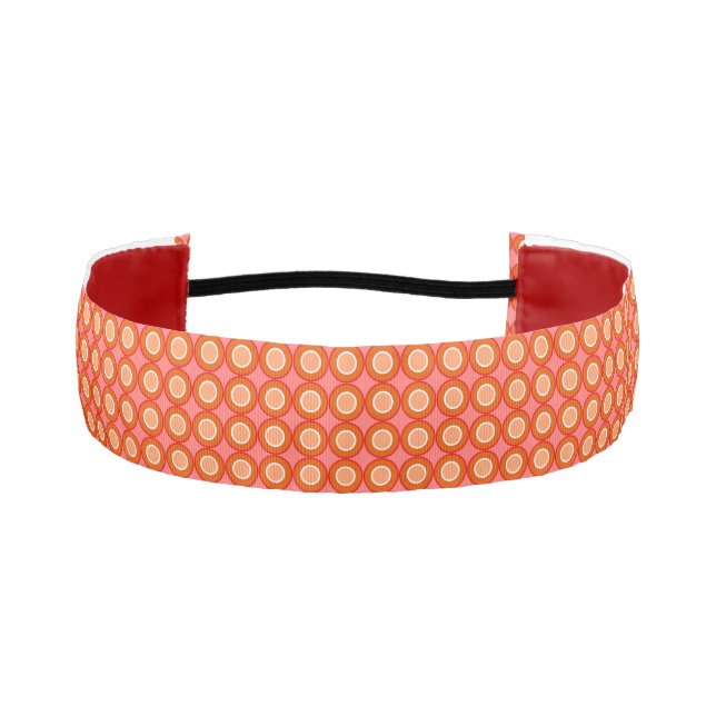 Orange Red Donuts With Filling On Blush Pink Athletic Headband (Front)