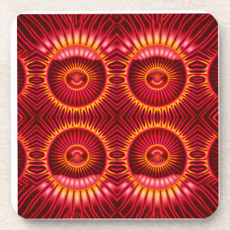Orange & Red Energy Spheres Pattern Beverage Coaster