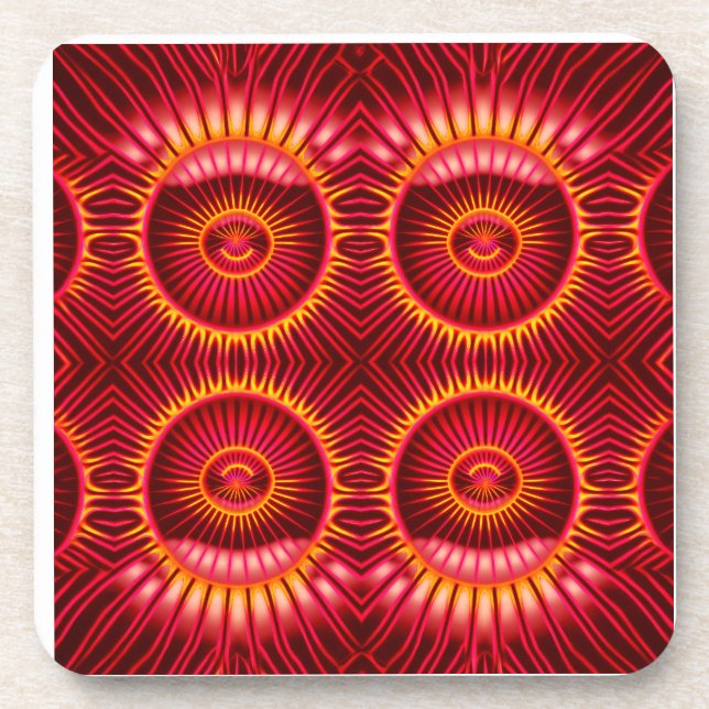 Orange & Red Energy Spheres Pattern Beverage Coaster (Front)