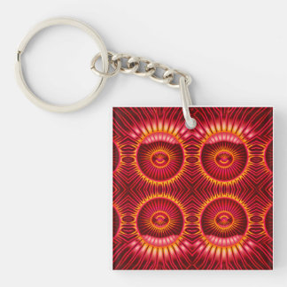 Orange & Red Energy Spheres Pattern Keychain