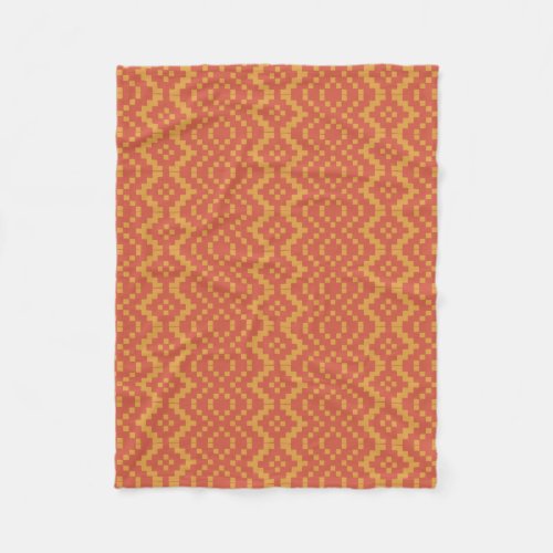 Orange Red Ethnic Egyptian Tribal Basket Weave Fleece Blanket