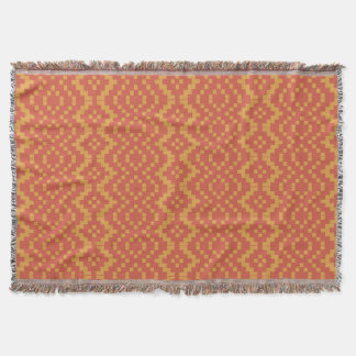 Orange Red Ethnic Tribal Egyptian Basket Weave Throw Blanket